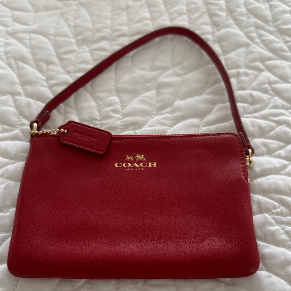 Coach Cherry Red Leather Wristlet